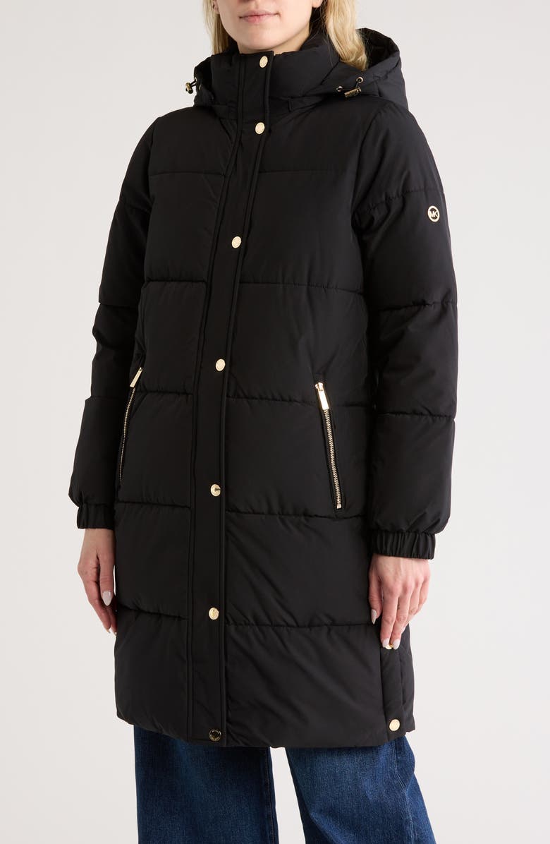 Michael Kors Long Hooded Puffer Coat, Main, color,