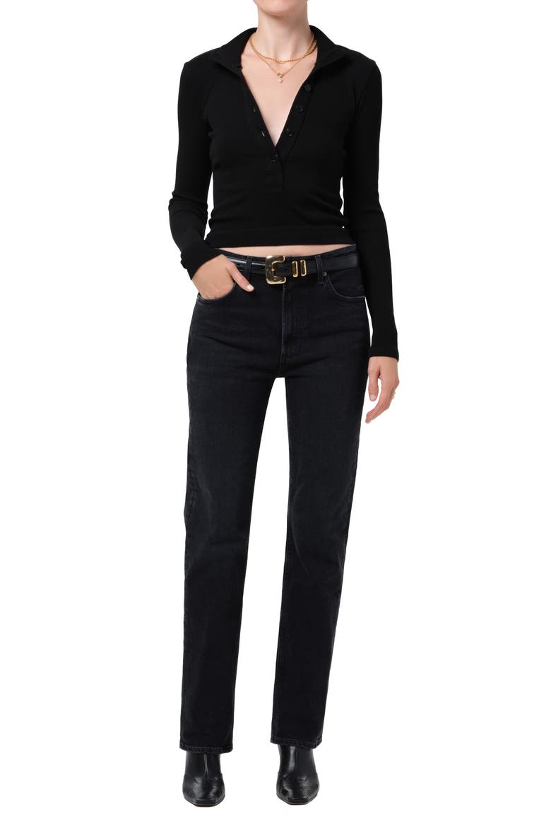 Zurie High Waist Straight Leg Jeans, Alternate, color, WILLOW BLACK