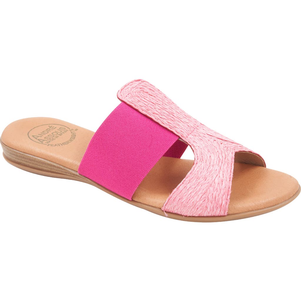 Andre Assous André Assous Noor Raffia Slide Sandal In Fuchsia