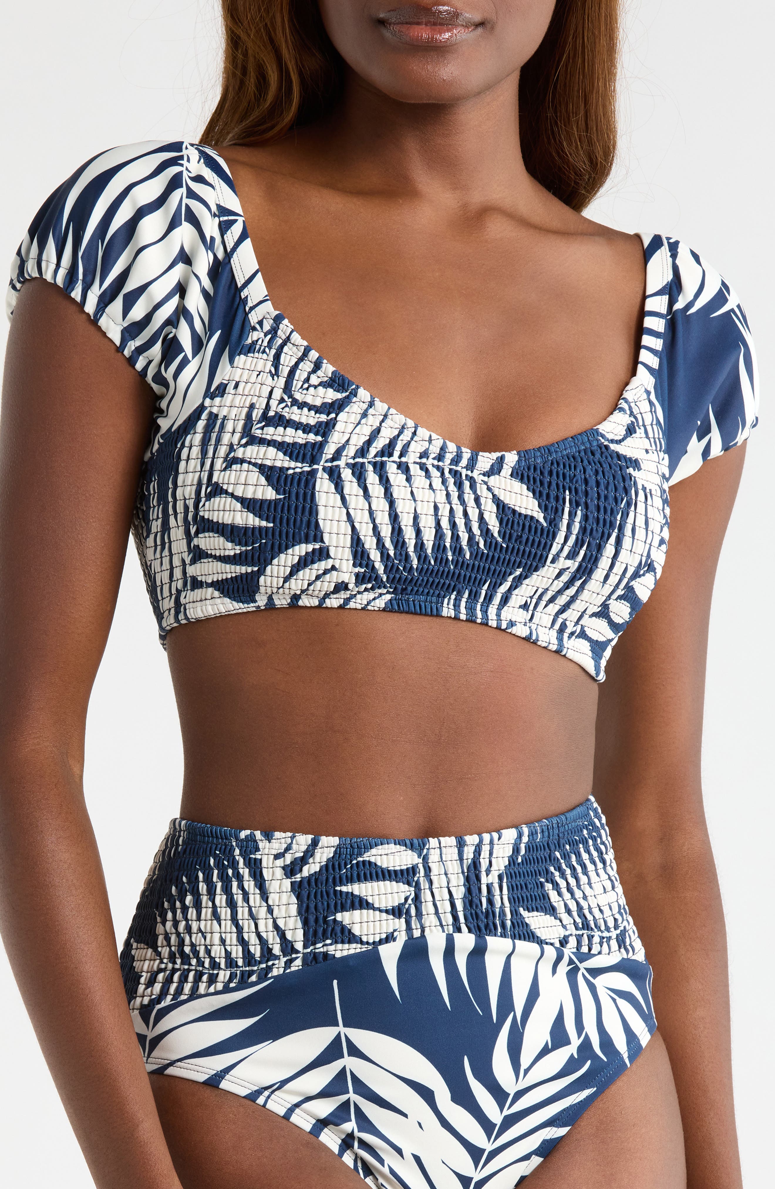 Hutch Smocked Puff Sleeve Bikini Top