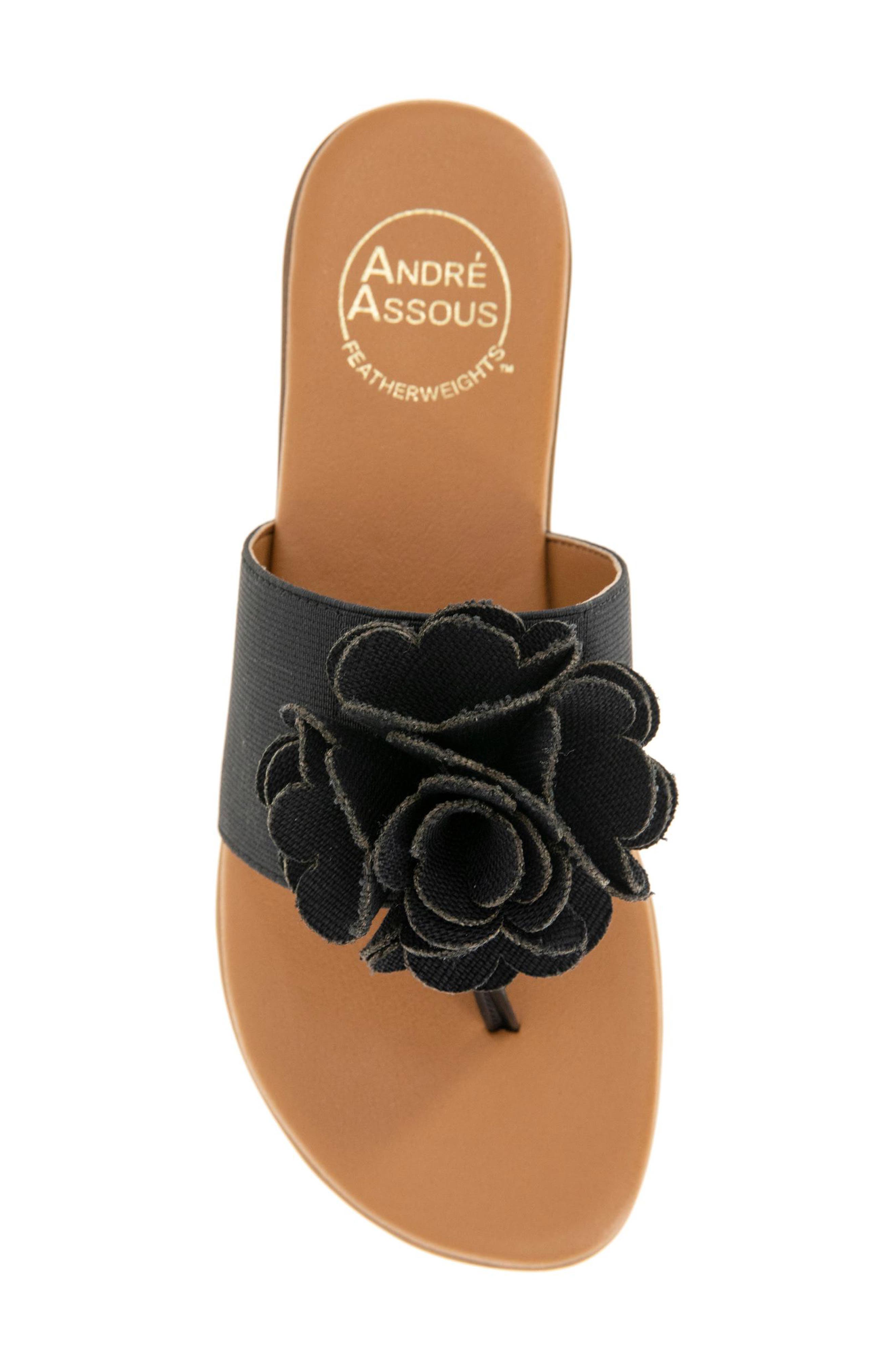 André Assous Nate Flower Sandal, Alternate, color, Black