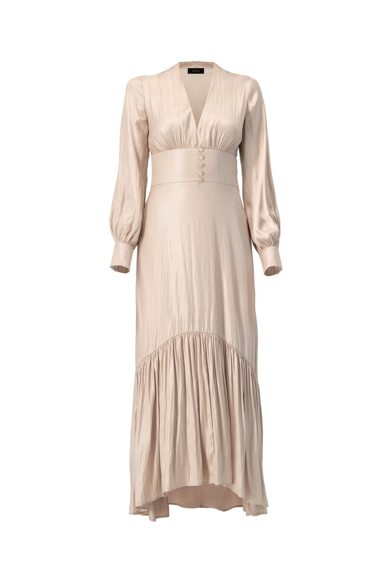 V-Neck Long Sleeve Maxi Dress, Alternate, color, Natural