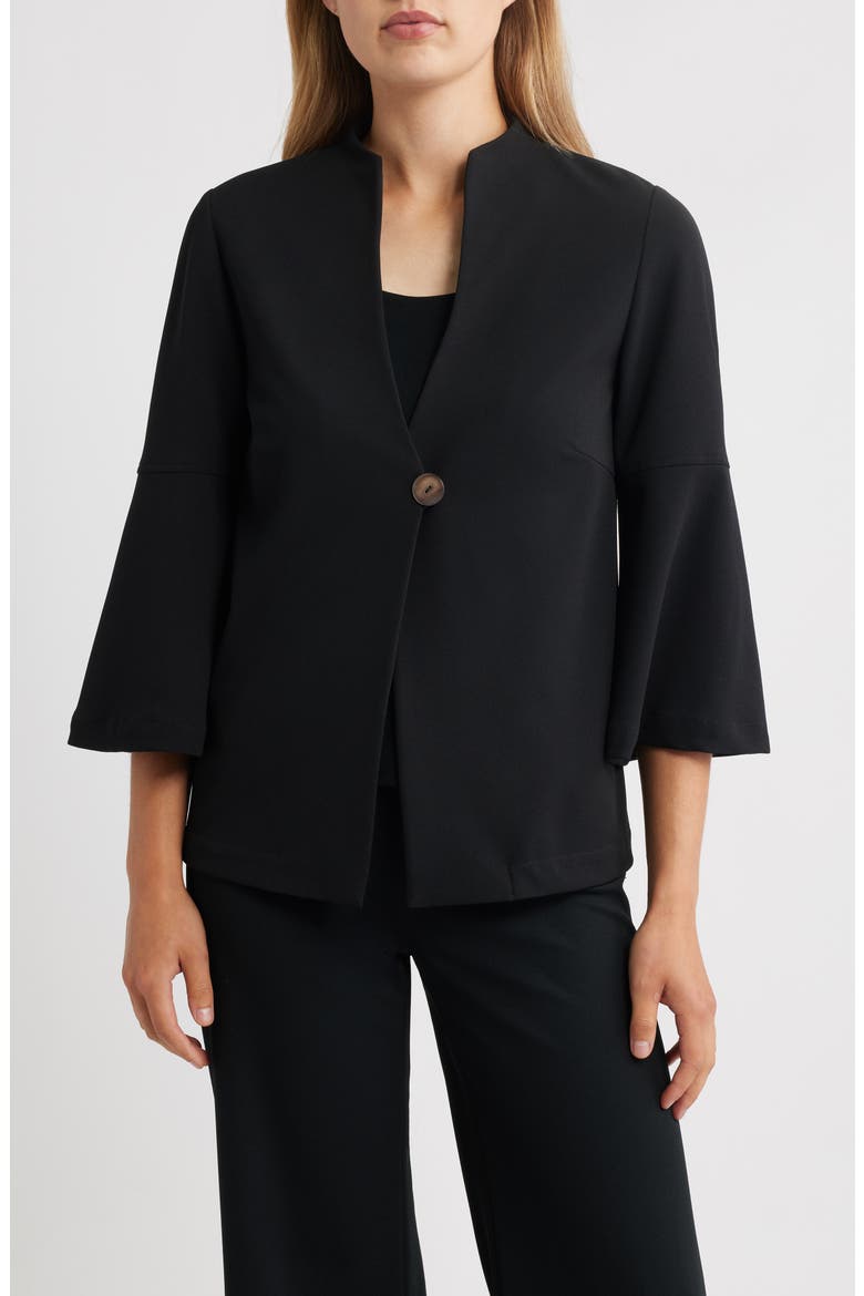 Deco Crepe Flare Sleeve Utility Jacket, Main, color, BLACK