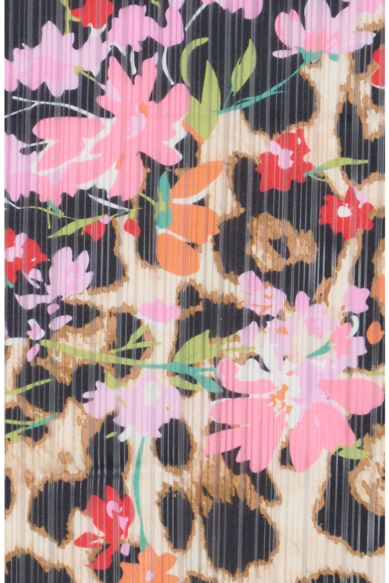 Ditsy Floral Animal Print Scarf, Alternate, color, BLACK/ BRIGHT FLORAL