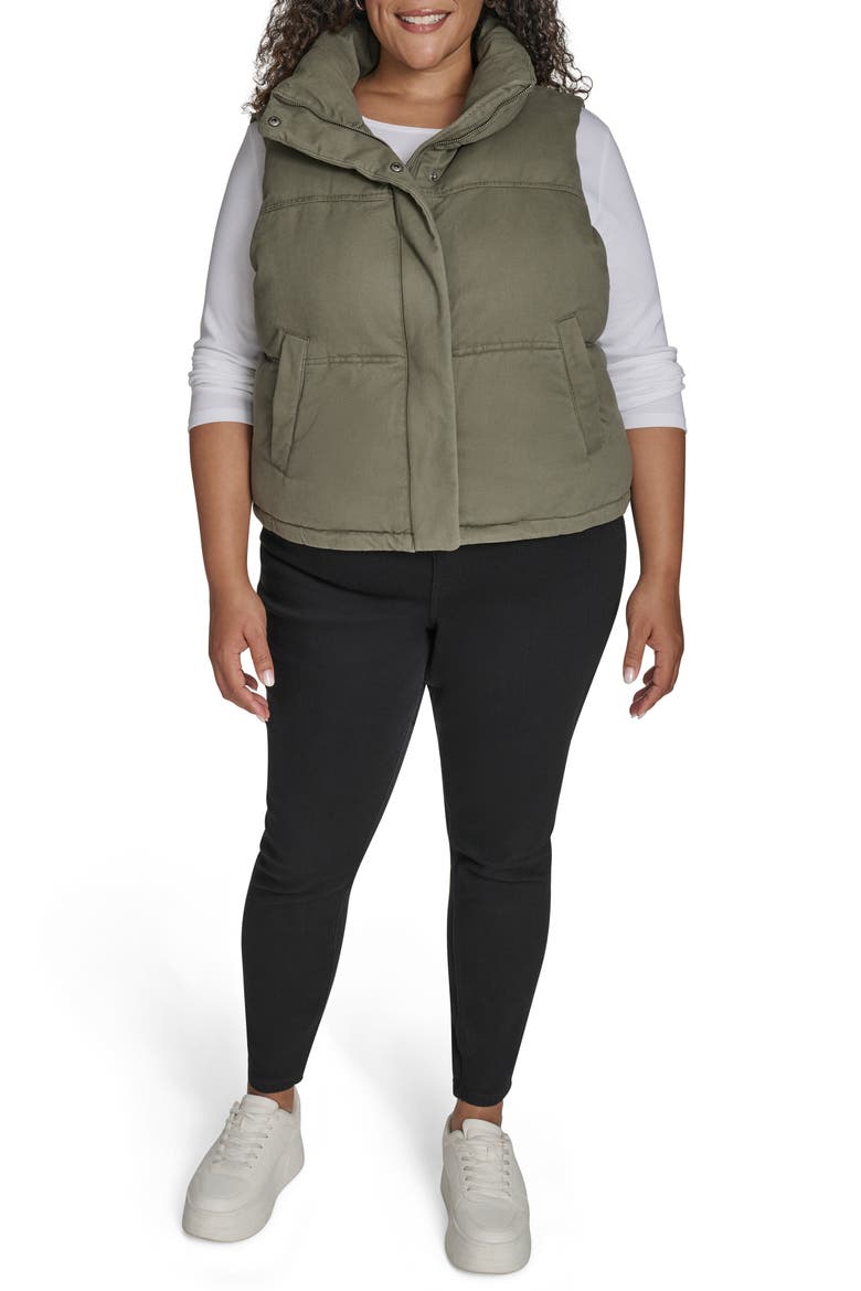 Cotton Crop Puffer Vest, Alternate, color, LIGHT OLIVE