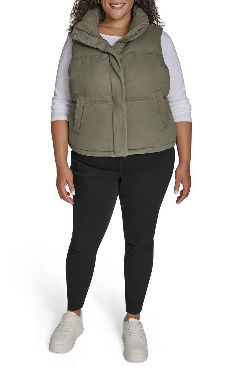 Levi's<sup>®</sup> Cotton Crop Puffer Vest, Alternate, color, Light Olive