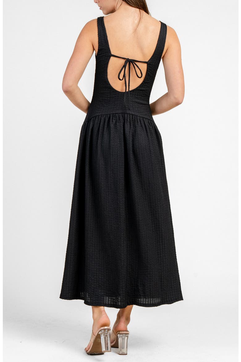 Square Neck Drop Waist Knit Maxi Dress, Alternate, color, BLACK
