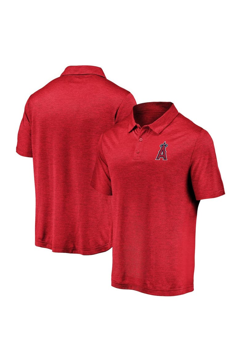 Men's Fanatics Branded Red Los Angeles Angels Iconic Striated Primary Logo Polo, Alternate, color, Red