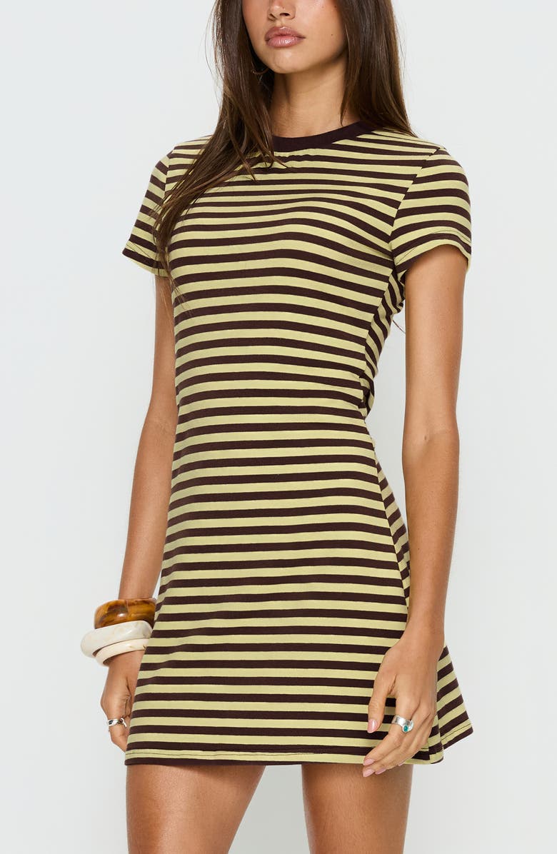 Princess Polly Settle Down Stripe Stretch Cotton T-Shirt Dress, Alternate, color, 