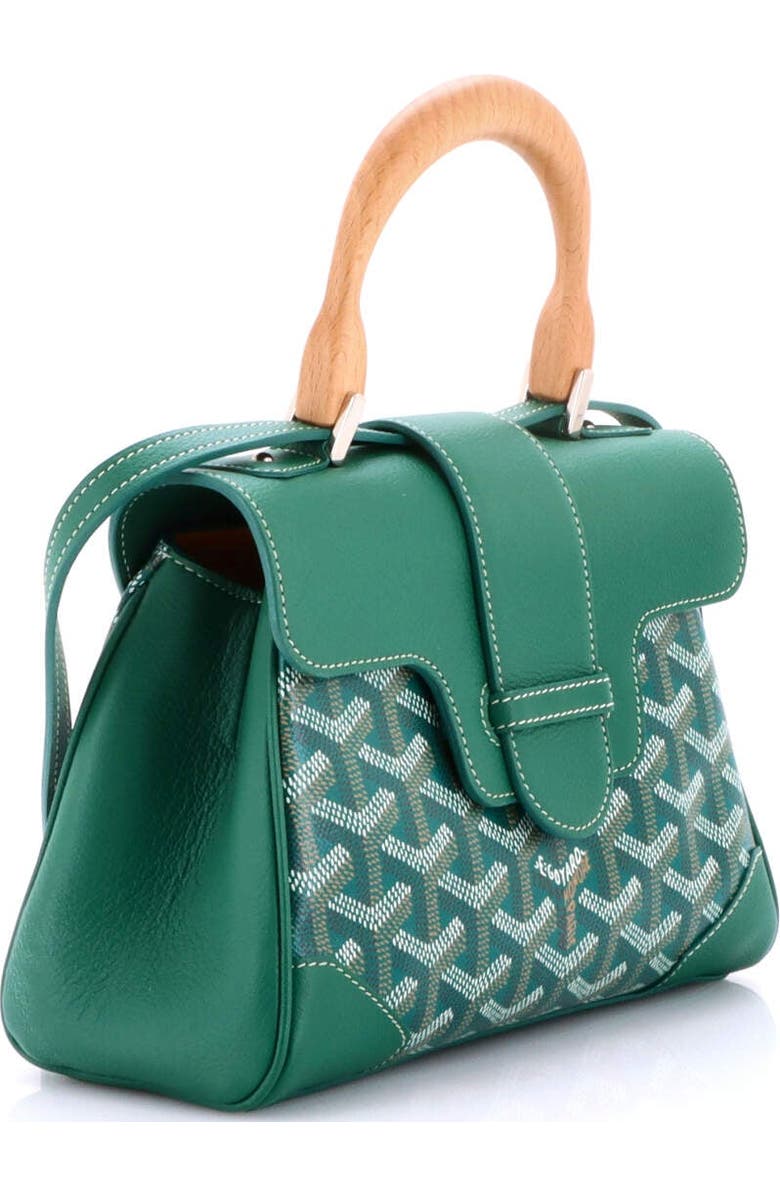 Pre-Owned Goyard Saigon Top Handle Bag Coated Canvas with Leather Mini, Alternate, color, Green