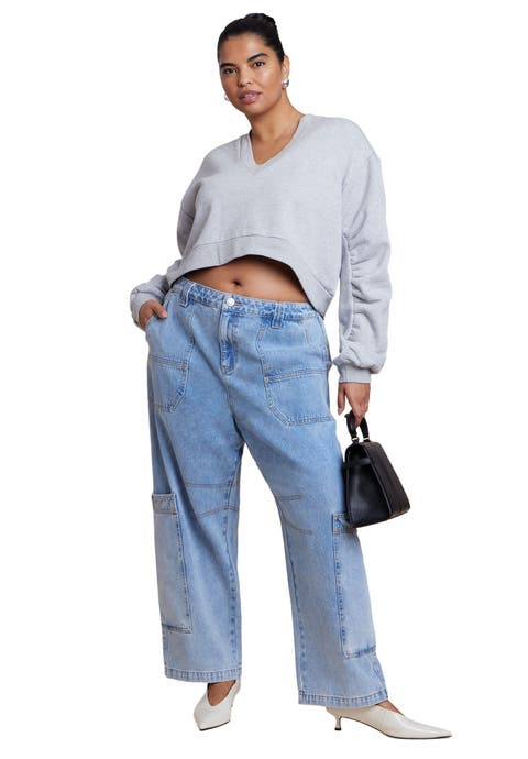 Low Rise Pocket Detail Loose Jean (Plus)