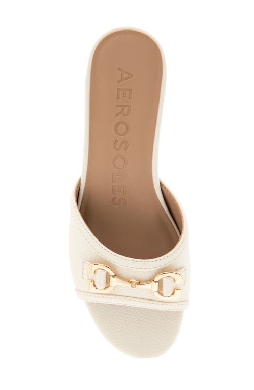 Shop Aerosoles Wava Wedge Slide Sandal In Eggnog Pebbled Faux Leather