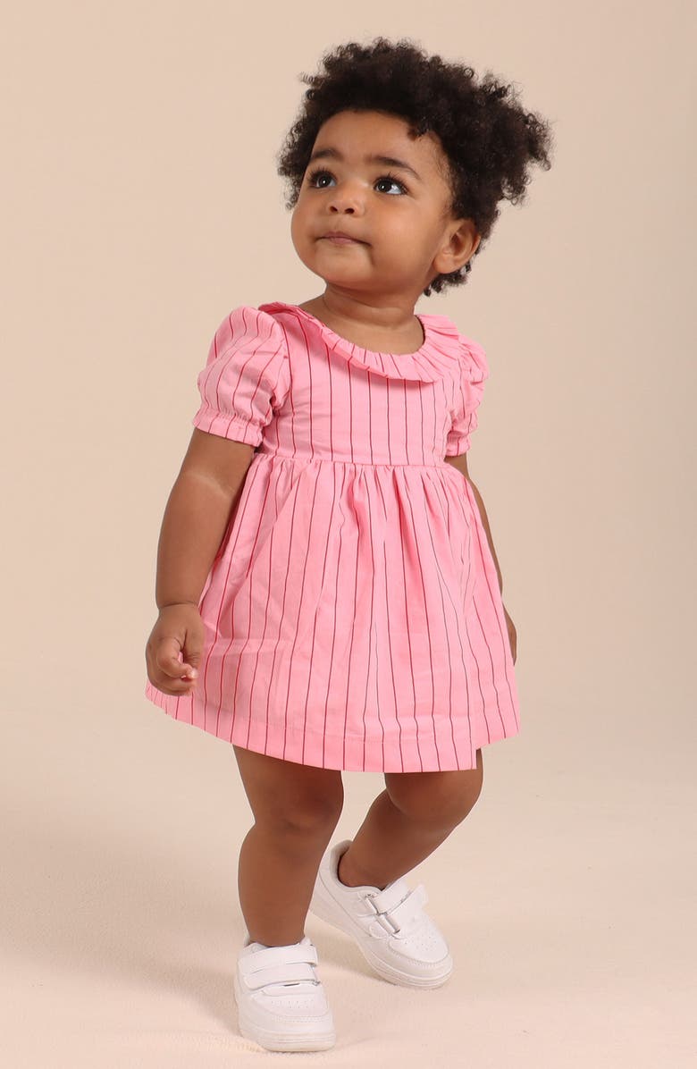 TINY TRIBE Stripe Empire Waist Cotton Dress, Alternate, color, Pink