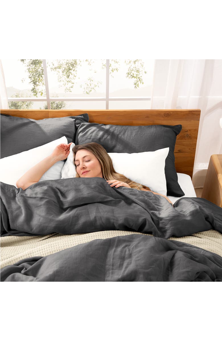 Bare Home 100% European Linen Duvet Cover and Sham Set, Alternate, color, Grey