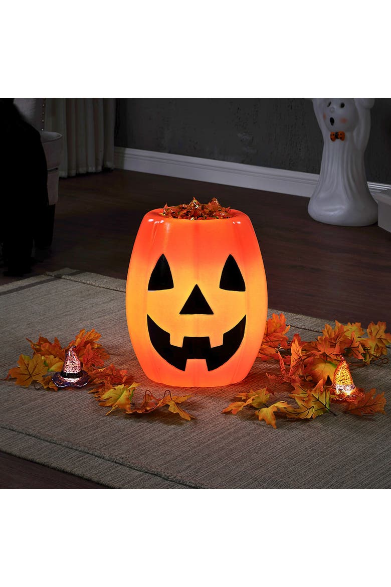 18 in. Jack-O-Lantern Blow Mold Candy Bowl, Alternate, color, Multicolor
