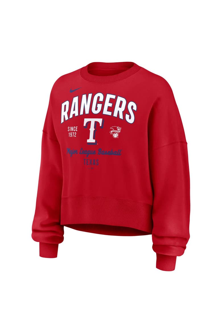 Women's Nike Red Texas Rangers Oversized High Hip Pullover Sweatshirt, Alternate, color, Red
