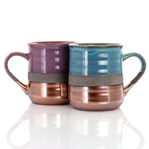 Gibson Home Copper Tonal 4 Piece 18 Ounce Round Stoneware Mug Set In Multi