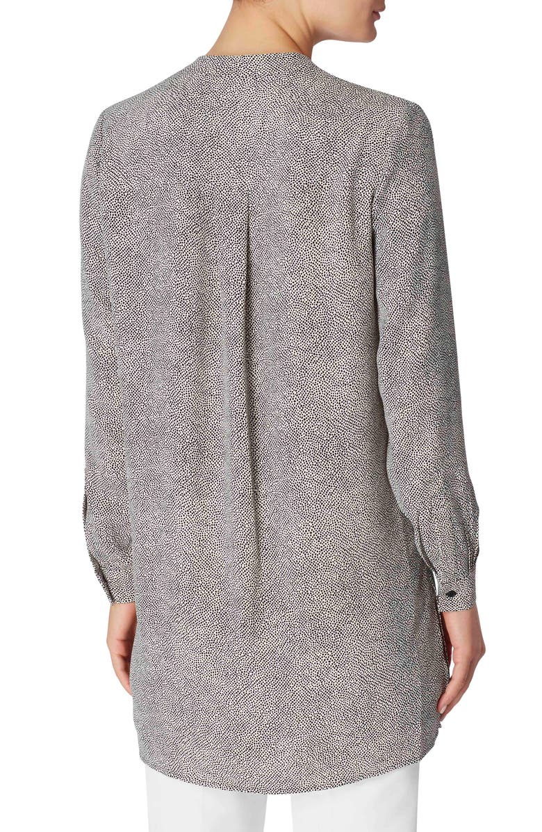 Anne Klein Nehru Mini Dot Split Neck Tunic Top, Alternate, color, Anne White/ Anne Black