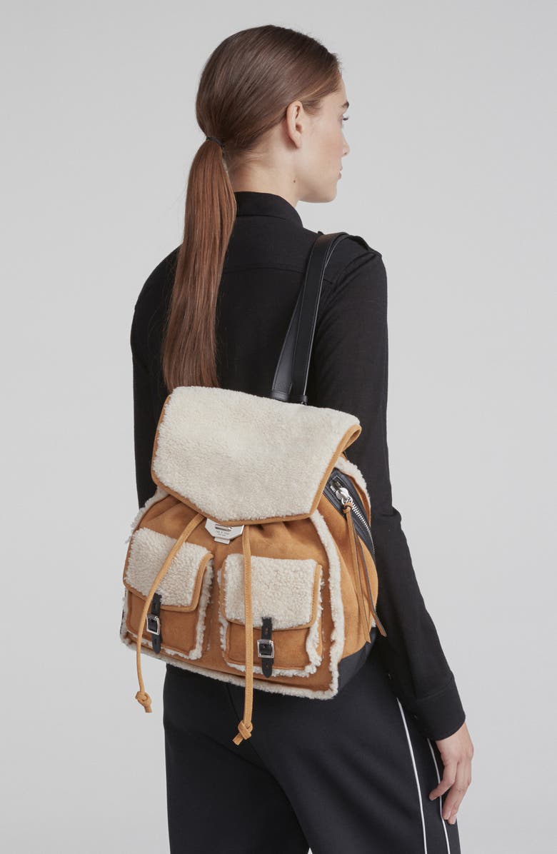 rag & bone Small Suede Genuine Shearling Field Backpack, Alternate, color,
