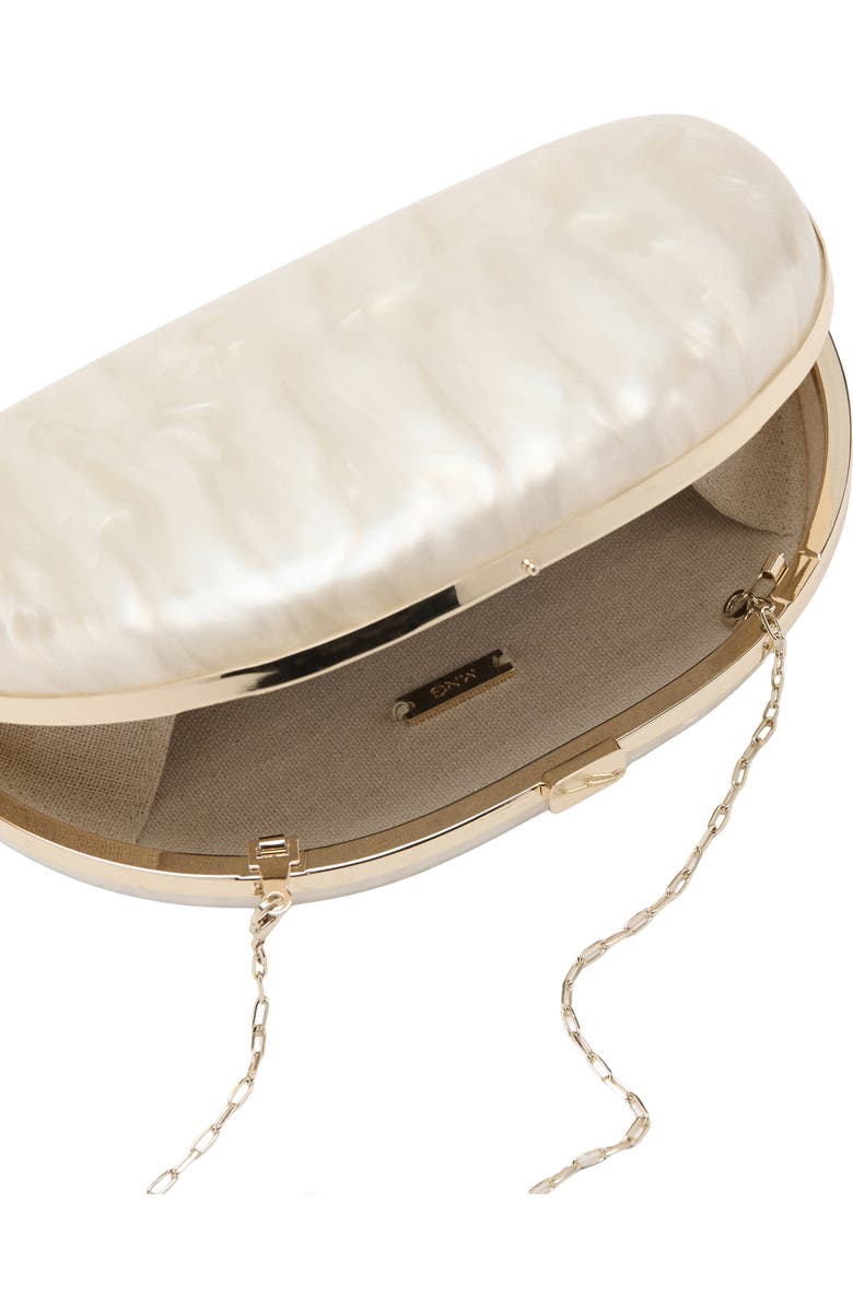 MANGO Oval Frame Clutch, Alternate, color, Ice Grey