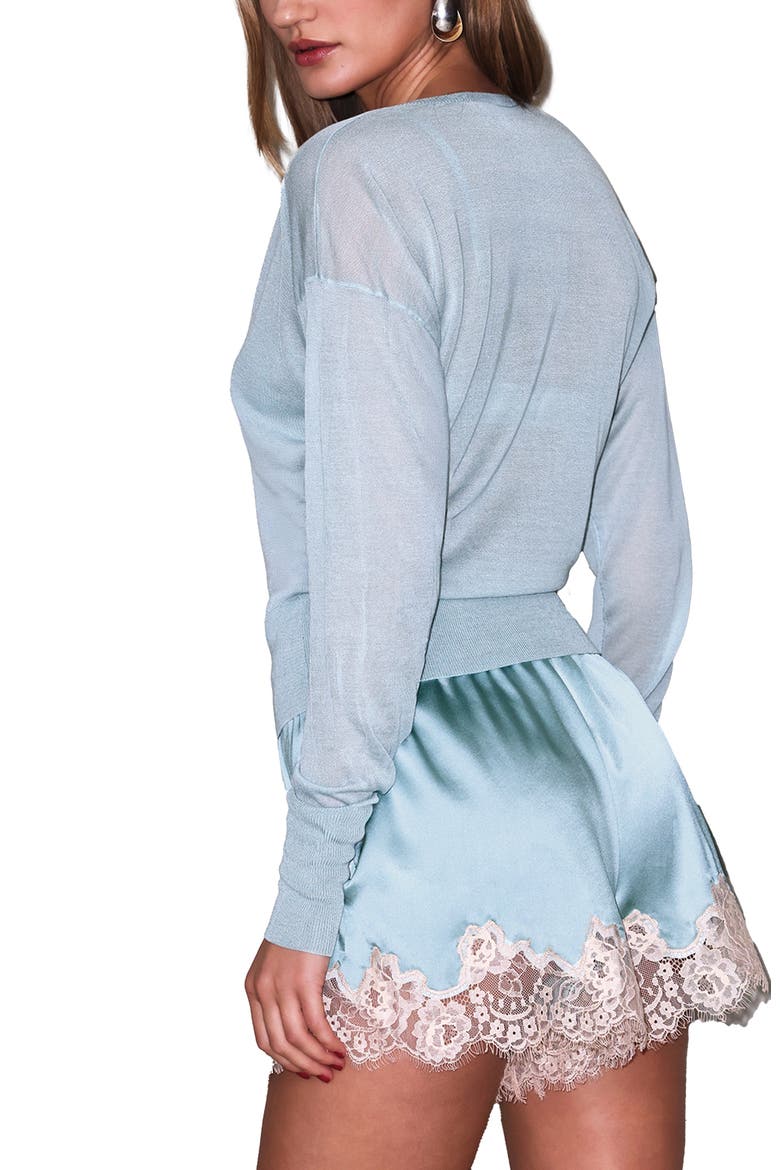Sheer Knit V-Neck Sweater, Alternate, color, FROSTED MINT