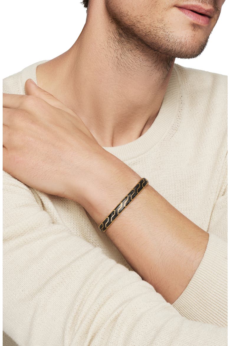 Forged Carbon Cuff Bracelet in 18K Yellow Gold, 8.5mm, Alternate, color, FORGED CARBON?