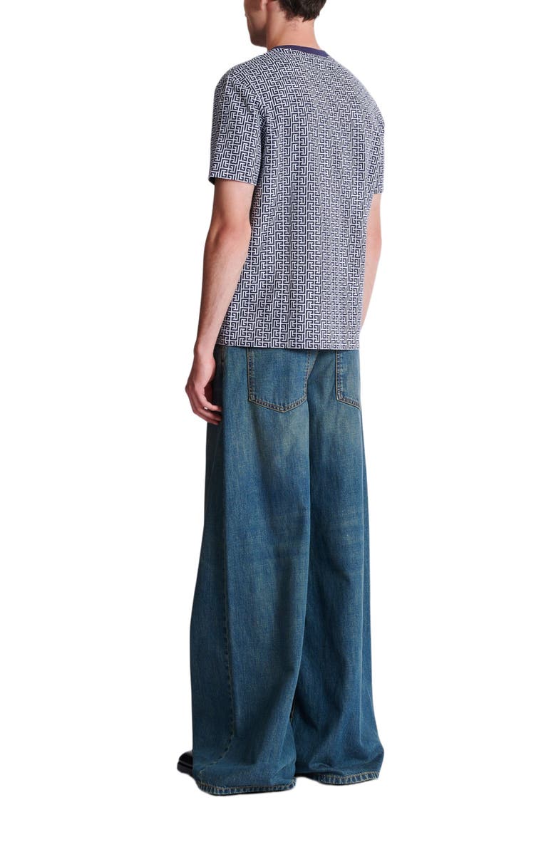Balmain Monogrammed T-Shirt With Balmain Couture Label, Alternate, color, Blue