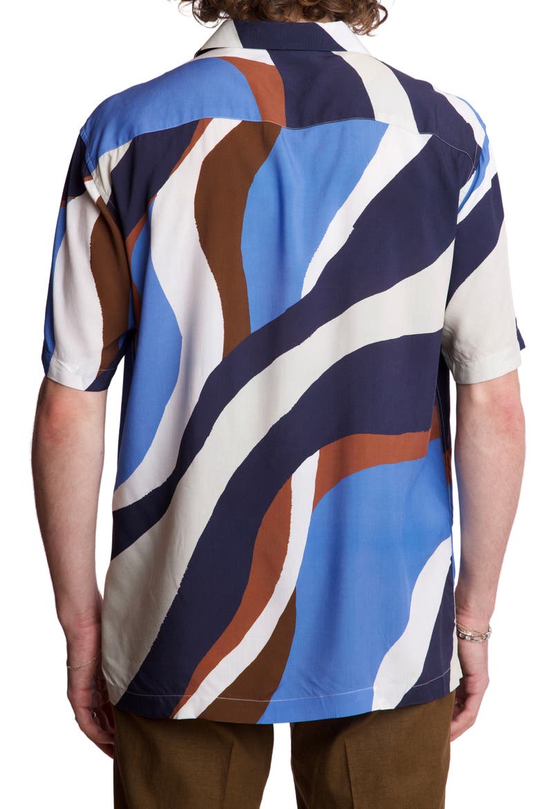 Camp Shirt, Alternate, color, BLUE BROWN WHITE SWIRLS
