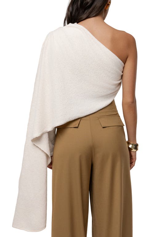 Jluxlabel Capsule One-shoulder Crop Sweater In Brown