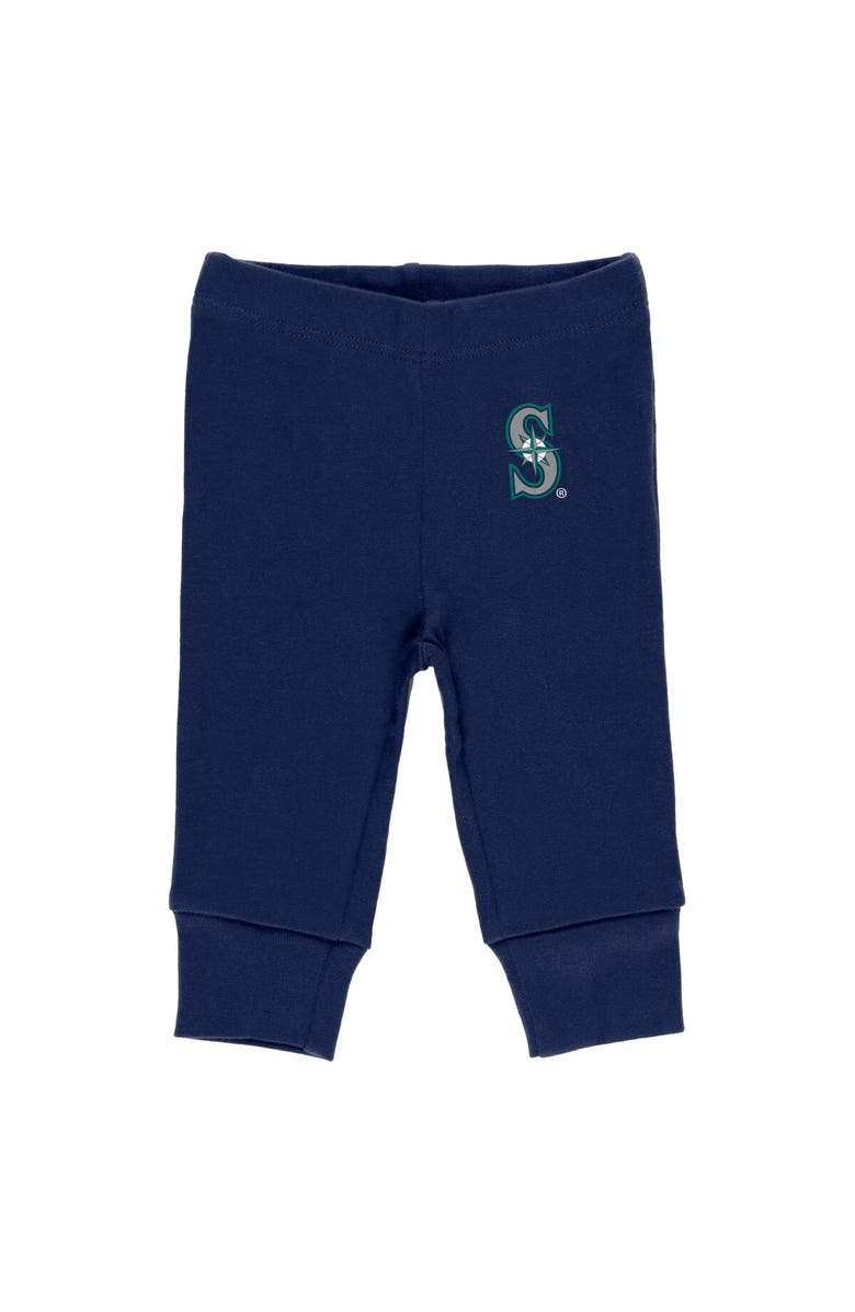 WEAR by Erin Andrews Newborn & Infant WEAR by Erin Andrews Gray/White/Navy Seattle Mariners Three-Piece Turn Me Around Bodysuits & Pants Set, Alternate, color, 