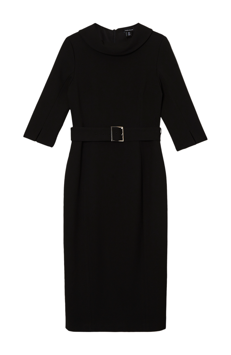 Karen Millen Crepe Roll Neck Midi Dress, Alternate, color, Black