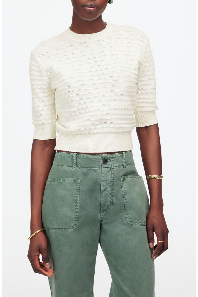 Textural Stitch Cotton Sweater, Main, color, IVORY