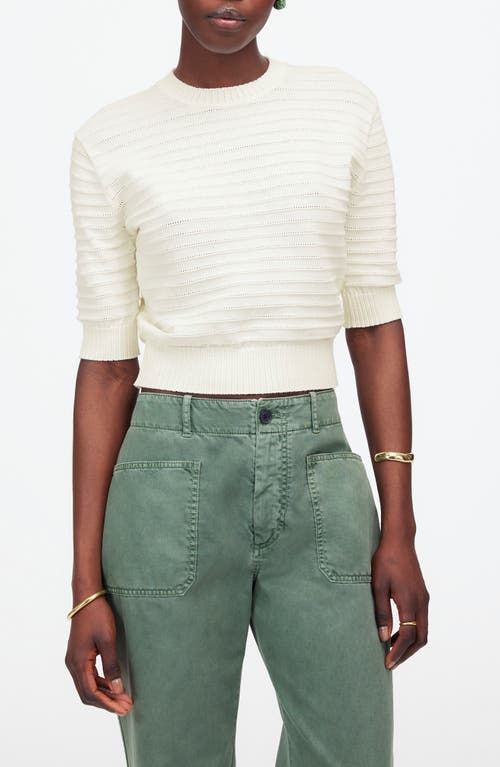 Madewell Textural Stitch Cotton Sweater In Ivory