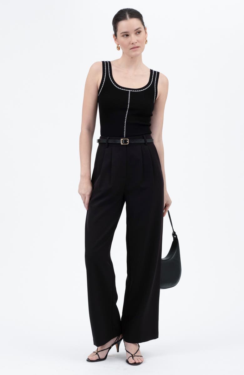 Blu Pepper Contrast Stitch Scoop Neck Sweater Tank, Alternate, color,