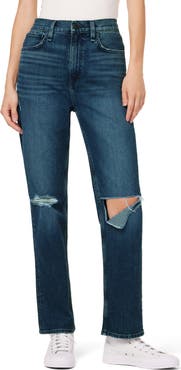 Hudson Jeans Jade Ripped High Waist Loose Straight Leg Jeans