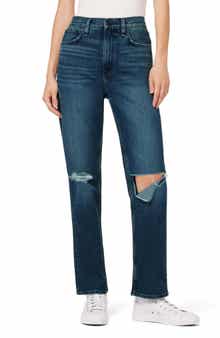 Hudson Jeans Jade Ripped High Waist Loose Straight Leg Jeans