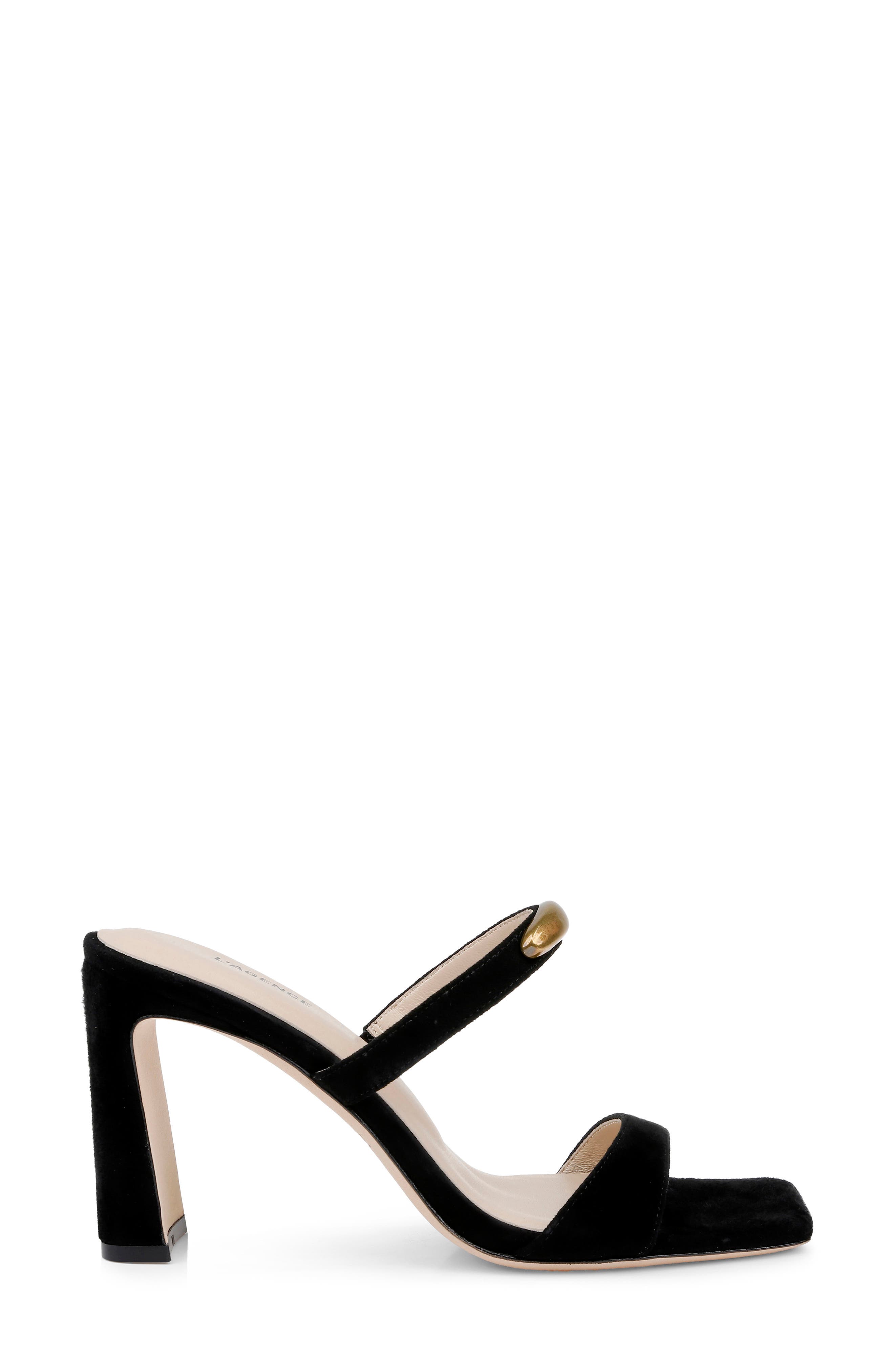 L'AGENCE Catriona Block Heel Sandal, Alternate, color, Black Suede
