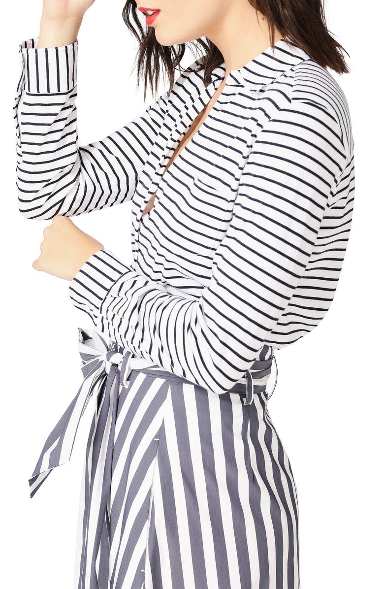 Court & Rowe Classic Stripe Cotton Button-Up Blouse, Alternate, color,