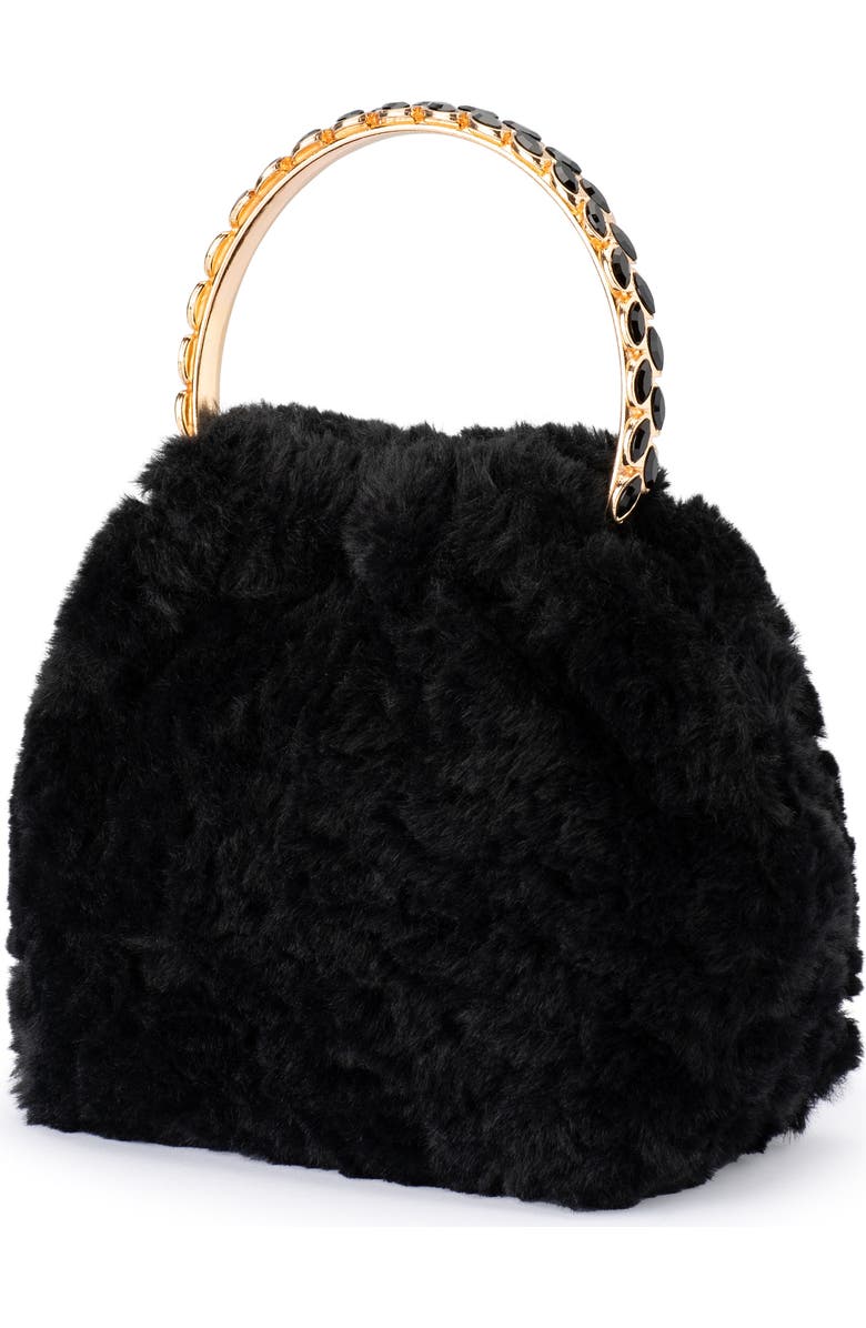 Olga Berg Phillipa Faux Fur Top Handle Bag, Alternate, color, Black
