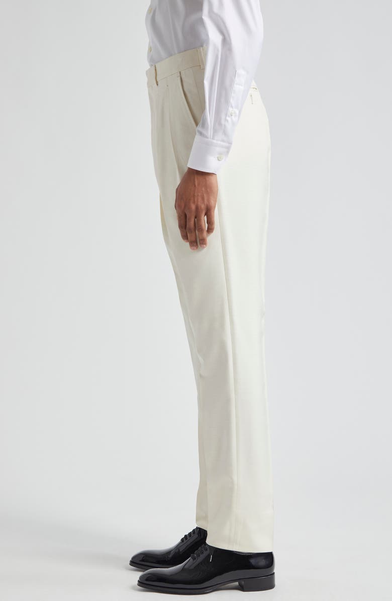 TOM FORD Atticus Tailored Silk Trousers, Alternate, color, Bone