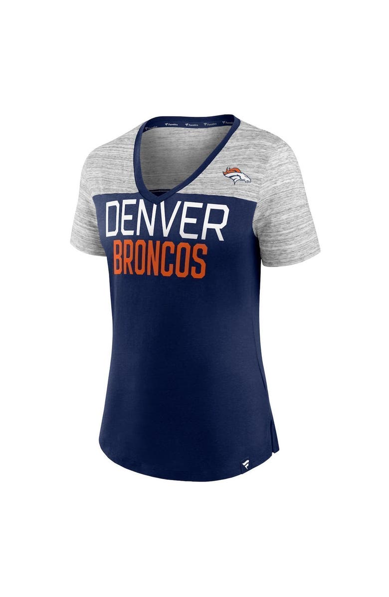FANATICS Women's Fanatics Branded Navy/Heathered Gray Denver Broncos Close Quarters V-Neck T-Shirt, Alternate, color, 