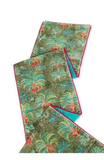 Tiramisu Palatial Verdant Oasis Velvet Table Runner In Green