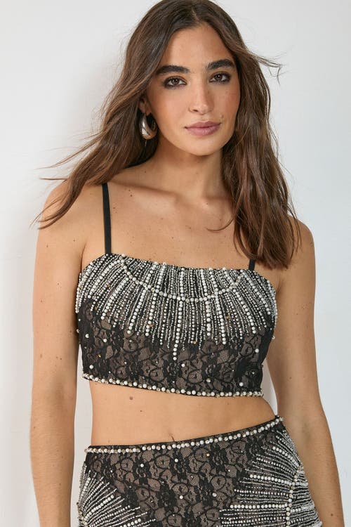 Nasty Gal Lace Strappy Sequin Crop Top In Multi