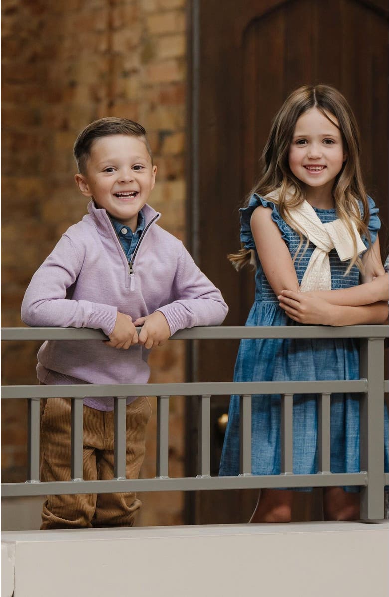 Hope & Henry Boys' Organic Fine Gauge Half Zip Sweater, Kids, Alternate, color, Lavender Marl