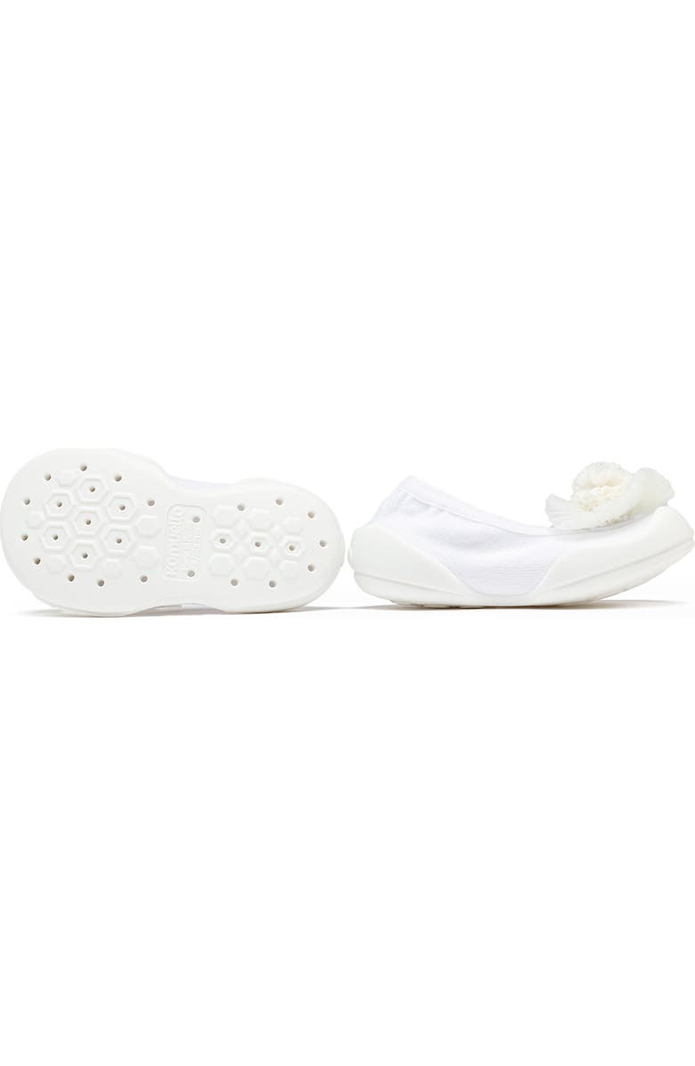 Komuello Toddler Sock Shoes Flat - Pompom Flower White, Alternate, color, White