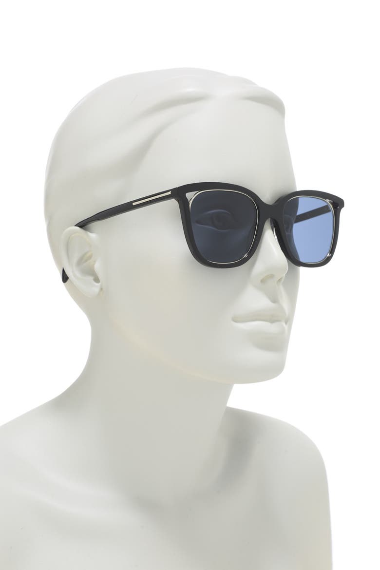 50mm Rectangle Sunglasses, Alternate, color, BLACK/SILVER