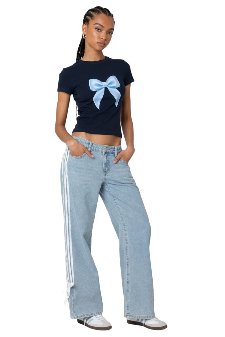 Ribbon Stripe Baggy Low Rise Jeans, Alternate, color, LIGHT-BLUE