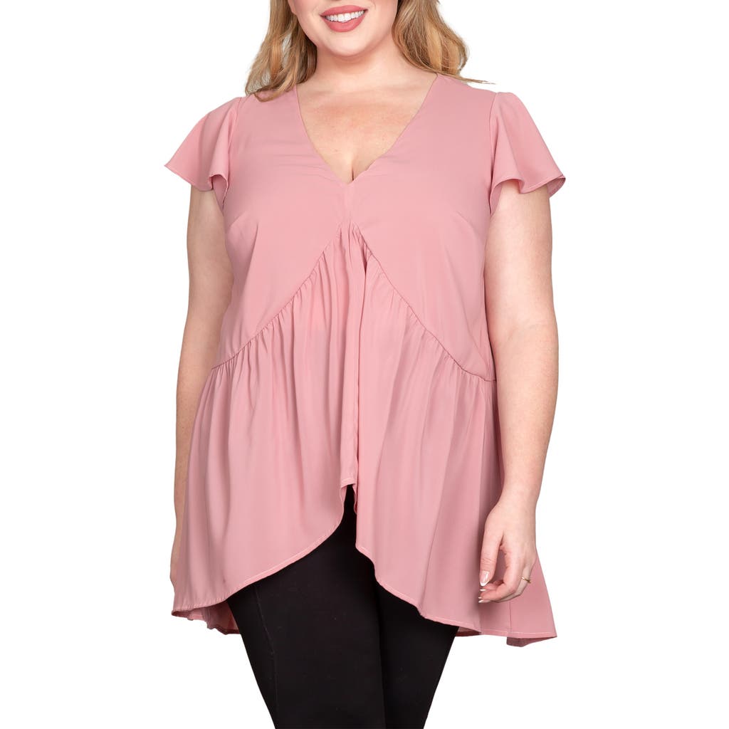 Standards & Practices V Neck High Low Tunic In Dusty Pink
