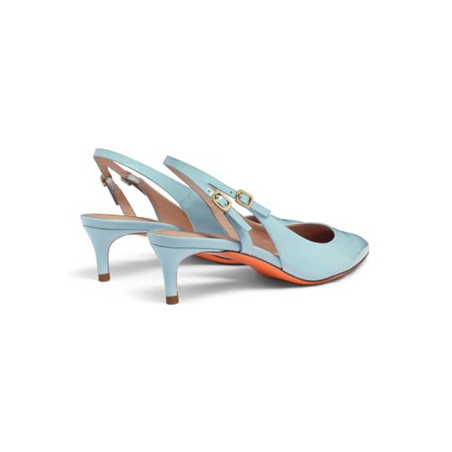 SANTONI PATENT LEATHER MID-HEEL SLINGBACK