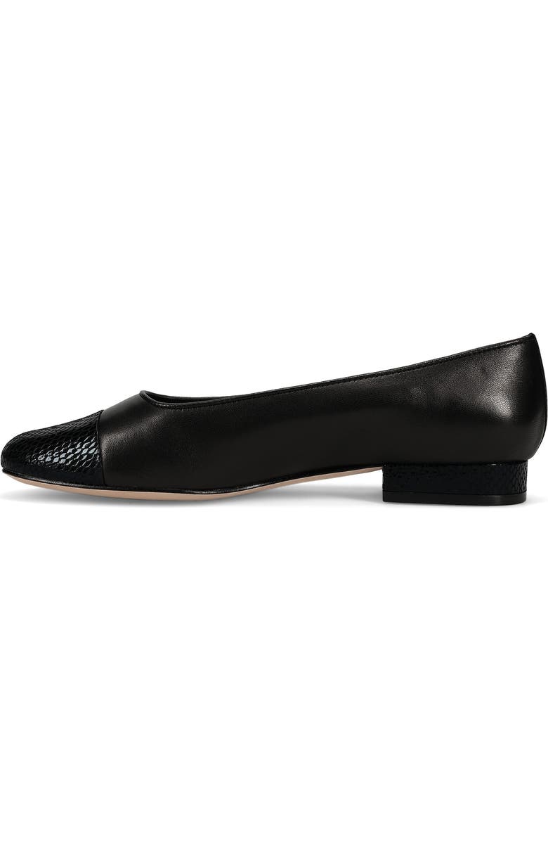 VANELi Cap Toe Flat, Alternate, color, Black Leather